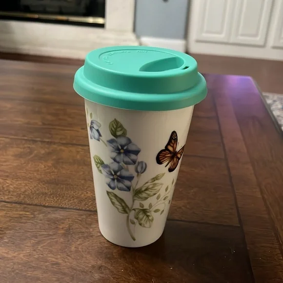 Lenox butterfly meadow traveler coffee or tea mug to go tumbler with lid J. - Picture 2 of 6